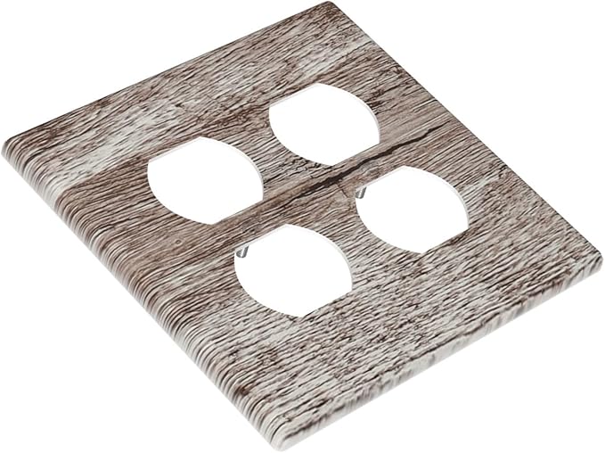 Light Switch Cover Plate Rustic Dark Grey Wood Plank Vintage Texture 2 Gang Socket Covers Double Duplex Wallplates Switch Plates and Outlet Covers for Farmhouse Home Decor