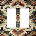 Decorative Outlet Covers Southwest Rustic American Indian Aztec Boho 2 Gang Double GFCI Rocker Electrical Wall Panels Light Switch Cover Plate for Bed Room living Room Decor