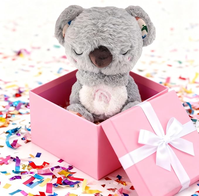 Soothing Breathing Stuffed Animal for Anxiety Adults and Kids, Portable Plush Baby Toy Anxiety Relief Koala, Breathing Animals Anxiety Bear, Easter Basket Stuffers for Teens Toddler