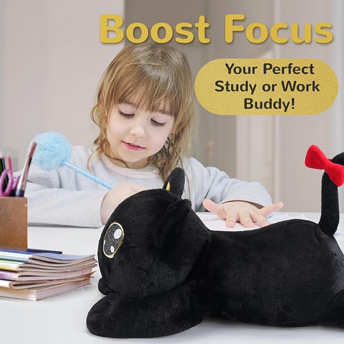 meowtastic Black Cat Weighted Stuffed Animals - 28 Inch 5.0 Pounds Weighted Plush Cat Stuffed Animal - Large Kitten Toys Pillow - Cute Plush Toys Gifts for Kids & Adults (28" 5.0 lbs)