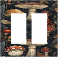 Decorative Outlet Covers Vintage Mushroom Floral 2 Gang Double Rocker Light Switch Cover Plate Electrical Switch Plate Cover Decorate GFCI Wall Plate for Bedroom Kids room Decor