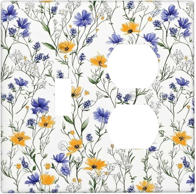 Wallplates Floral Colorful Green Leaf Wildflower 1 Toggle 1 Duplex Switch Plate Electrical Gfci Faceplate Decorative Light Switch Covers For Bed Room Living Room Decor