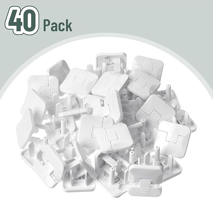 Bates- Outlet Covers Child Proof, 40 Pack, White, 3 Prong Outlet Covers