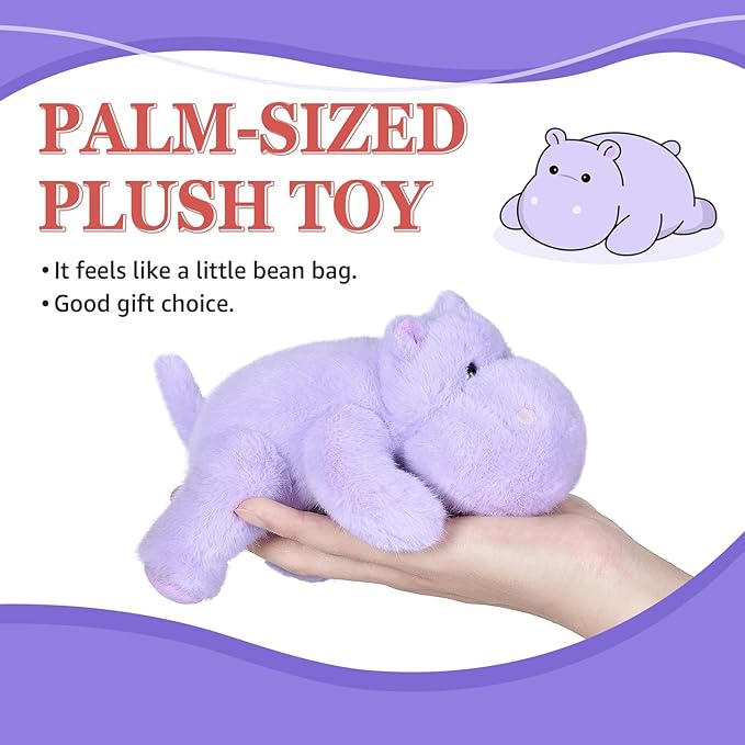 PEACH CAT Hippo Stuffed Animal Cute Hippopotamus Plushies Small Plush Toys Gifts for Kids Purple