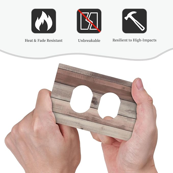 Outlet Covers Vintage Natural Wood Rustic Cinnamon 1 Gang Duplex Light Switch Cover Decorative Switch Plates Electrical Receptacle Faceplate Wall Plate For Farmhouse Cabin Decor