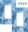Outlet Covers Blue Marble Abstract Luxury Modern 1 Gang Duplex Light Switch Cover Plate Decorative Wall Plates Electrical Switchplate Receptacle for Bathroom Bedroom Decor（2 Pack）