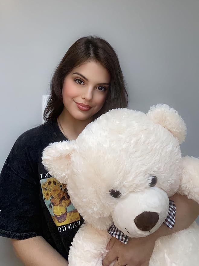 MorisMos Large White Teddy Bear, 39 Inch Big Teddy Bear Plush, Soft Giant Bears for Girls Girlfriend, Birthday, Baby Shower