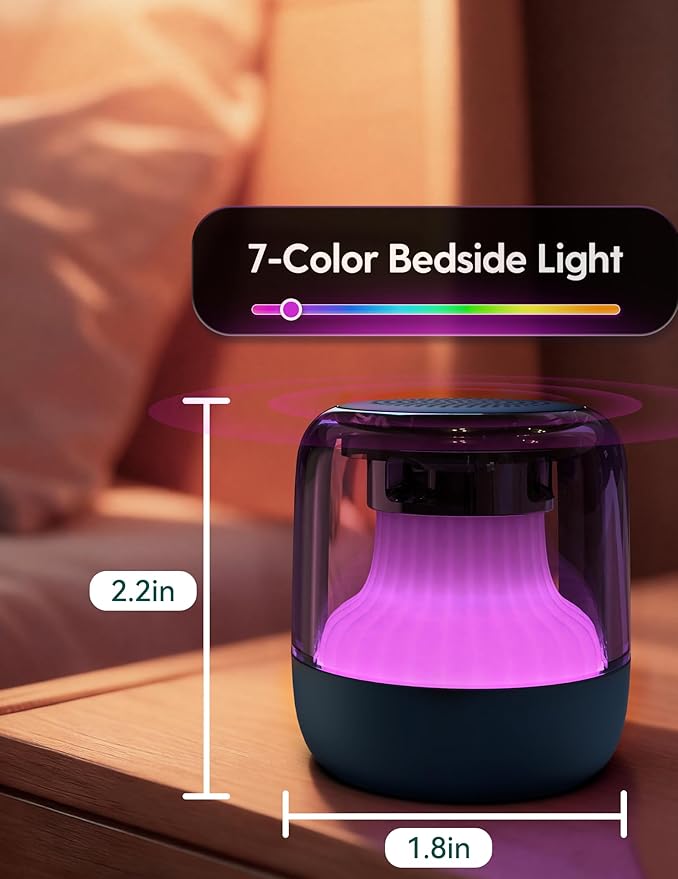 Babelio Pocket Glow White Noise Sound Machine - Upgraded 7 Color Night Lights, 20 Non-Looping Sounds, Timer & Memory Function, Portable for Adults & Babies, New Black