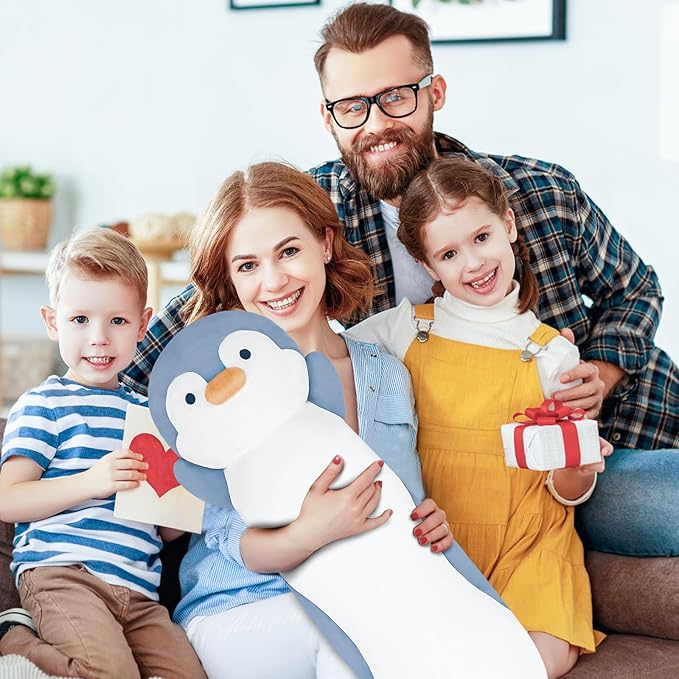 Dalmao 22 inch Long Penguin Body Pillow for Kids, Big Penguin Stuffed Animal Plush Toys, Cute Cuddle Pillow Gift for Kids, Girls, Girlfriends, Birthday