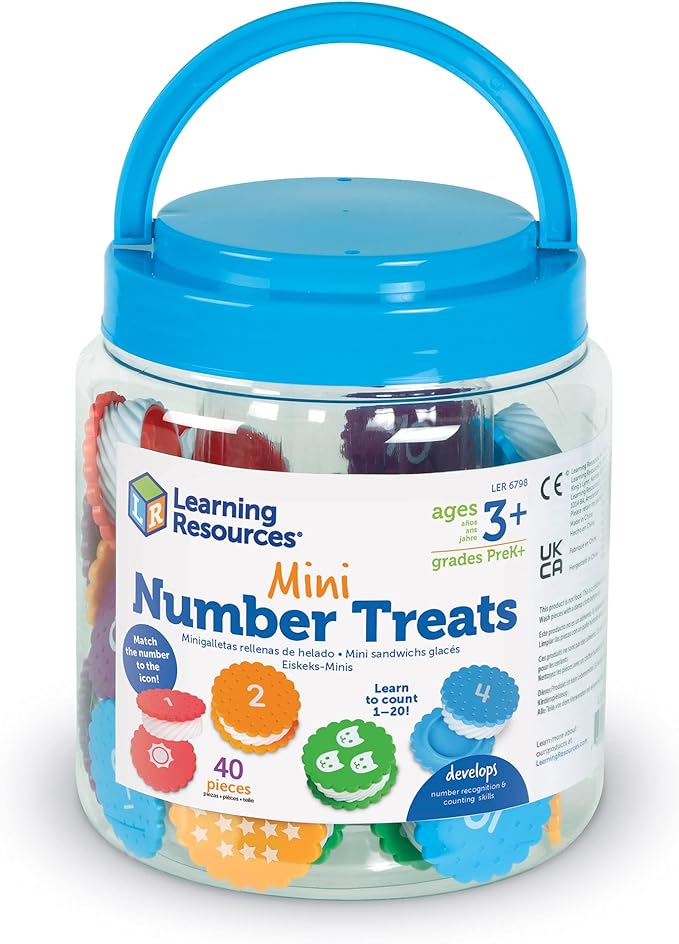 Learning Resources Mini Number Treats, Number Recognition, Counting Skills, Cookies Toys, Montessori Fine Motor Skills, Math Manipulatives, Gifts for Boys and Girls