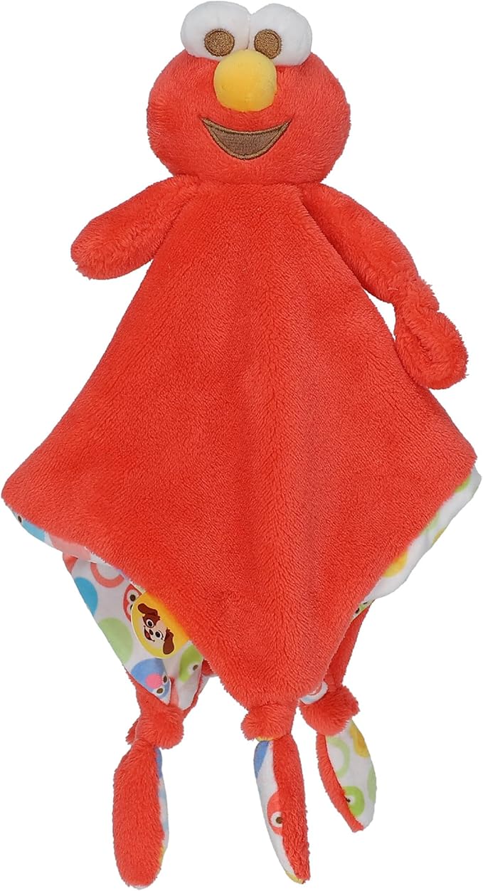 Kids Preferred Sesame Street Elmo Blanky Made of Soft Material with Knotted Corners and Pacifer Loop for Babies and Infants