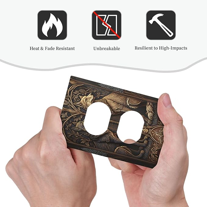 Medieval Wolves Animal Vintage Print Outlet Covers 1 Gang Duplex Light Switch Cover Decorative Switch Plates Electrical Receptacle Faceplate Wall Plate for Farmhouse Home Decor