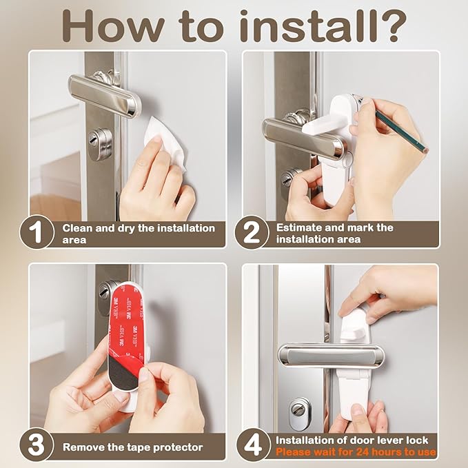 Babylush Childproof Door Lever Lock(1 Pack) Door Locks for Kids Safety,Preventing Babies from Opening Doors,Child Proof Door Lock with 3M Adhesive,Easy Install & Remove,Durable ABS,White