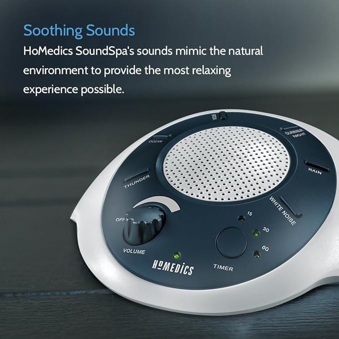 Homedics SoundSleep White Noise Sound Machine,Blue,Small Travel Sound Machine with 6 Relaxing Nature Sounds,Portable-Sound Therapy for Home,Office,Nursery,Auto-Off Timer,by Homedics,(Pack of 3)