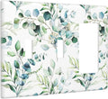 Green Olive Sage Eucalyptus Leaves 3-Gang 2-Toggle 1-GFCI/Decorator Combination Light Switch Decorative Triple Combo Device Switches/Rocker Outlet Covers and Wall Plate
