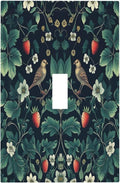 Decorative Light Switch Cover Strawberry Birds Flowers Plant Morris Floral 1 Gang Single Toggle Device Electrical Faceplate Switchplates Decorator Outlet Wall Plate for Bedroom Farmhouse