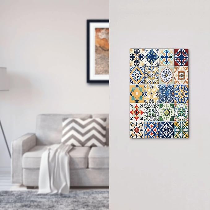 Light Switch Cover Plate Moroccan Traditional Mexican Talavera Til 1 Gang No Device Blank Electrical Wall Plates Faceplate Decorative Switch Plate for Kitchen Home Decor