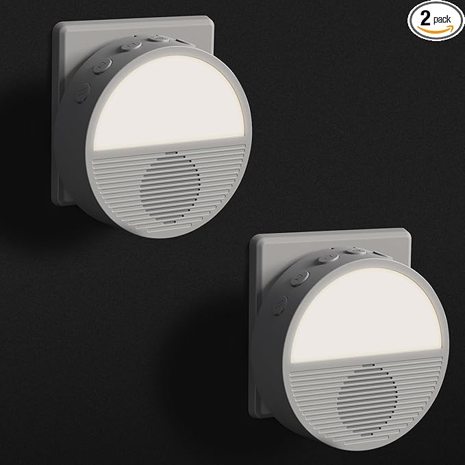 Wall Plug in/Cable Connection White Noise Sound Machine, Seaside Sunset Noise Machines for Sleeping Baby, Adults, White Noise Machine for Office Privacy & Noise Canceling, Clinic Talks, 2 Pack