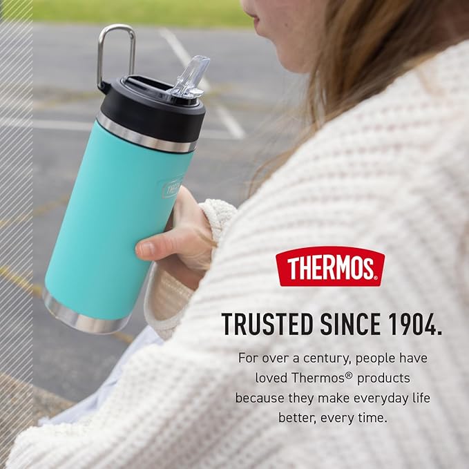 THERMOS ICON SERIES, Insulated Water Bottle with Straw Lid - 18 Ounce, Lime - Stainless Steel Vacuum Insulated Water Bottle with Straw Lid
