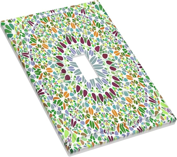 Mandala Flower Abstract Round Mosaic Floral Decorative Light Switch Cover 1 Gang Single Toggle Device Electrical Faceplate Switchplates Decorator Outlet Wall Plate for Bedroom Living Room Decor