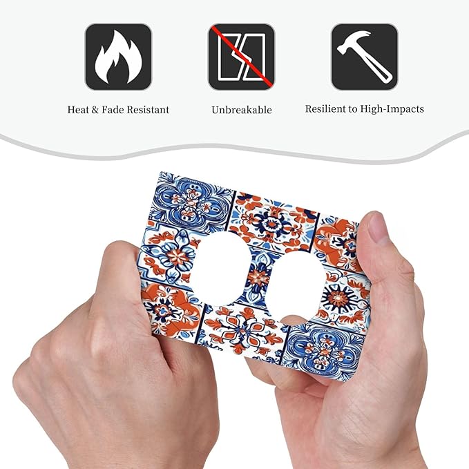 Outlet Covers Colorful Talavera Mexican Tile 1 Gang Duplex Light Switch Cover Decorative Switch Plates Electrical Receptacle Faceplate Wall Plate For Bathroom Kitchen Decor