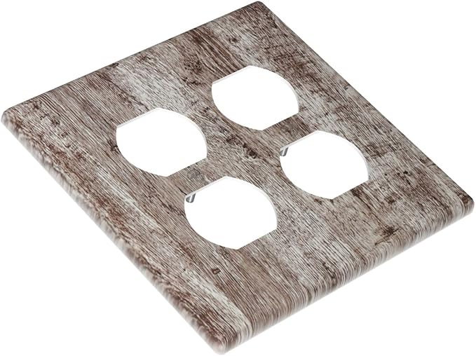 Decorative Light Switch Cover Plate Rustic Wood Grey Brown Vintage Wooden Plank 2 Gang Decorative Switch Plates 1 Toggle Duplex Combo Outlet Covers GFCI Plug Covers Wallplates for Farmhouse Home Decor