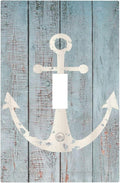 Anchor Rustic Sailing Nautical Wooden Planks Marine Decorative Light Switch Cover 1 Gang Single Toggle Device Electrical Faceplate Switchplates Decorator Outlet Wall Plate for Bathroom Farmhouse Decor