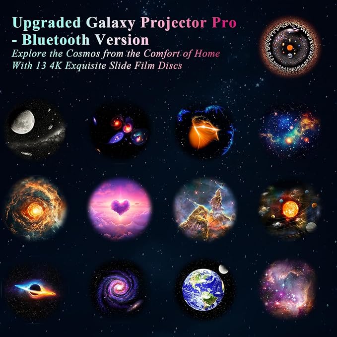 Galaxy Projector Pro for Bedroom Sound Machine, 13 in 1 Planetarium Projector Pro with White Noises, Bluetooth Speaker, Remote, Night Light Christmas Gifts for Teens Girls Boys Kids Adults
