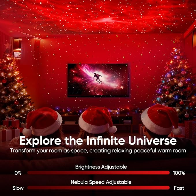 Astronaut Galaxy Star Projector Light, Aurora LED Night Light Lamp for Bedroom,Adults Kids Room Decor, Space Starry Nebula Ceiling Lighting Projector with Timer, Remote & APP Control, White Noise