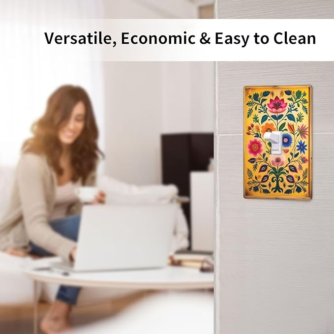 Decorative Art Light Switch Covers ColorFul Blooms Single Toggle Wall Plate Decorative Switchcover Electrical Switchplate for Home Decor
