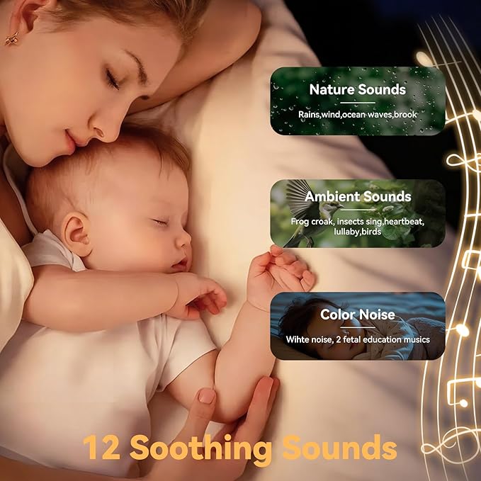 Portable Sound Machine for Baby | White Noise | 12 Soothing Sounds | Noise Canceling for Travel, Office, Nursery | Baby Shower | Registry Gift | Sleep Soother for Babies Kids Adults | Putty