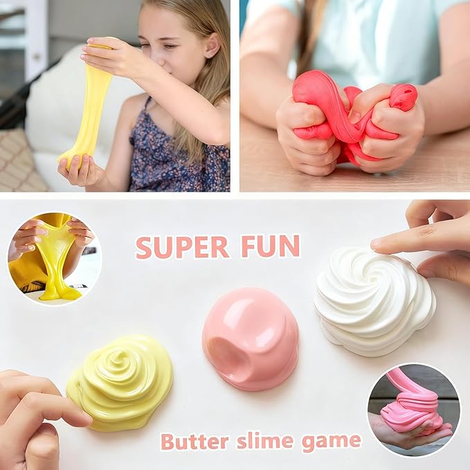 45 Pack Butter Slime Kit for Kids, Holiday Making Bulk Scented Slime Charms Party Favor, DIY Putty, Soft & Non-Sticky, Stress Relief Toy for Girls and Boys Age 4-12, Birthday Advent Calendar