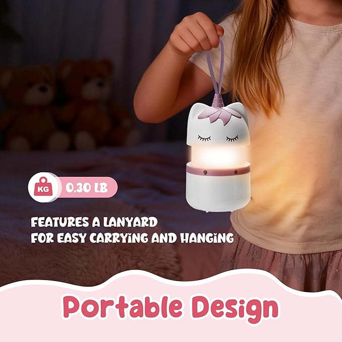 WORKPRO 2-Pack Kids Camping Lanterns with RGB Lights, Battery Powered with Lanyard, Fun Night Light Gifts for Kids - Unicorn Design