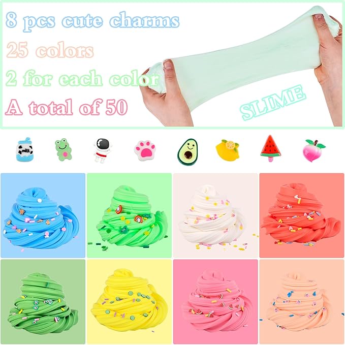 50 Packs Mini Butter Slime, Scented Slime Party Favors, Soft & Non-Sticky, Stress Relief Fidget Toys and Gift for Kids Easter Basket Stuffers Exchange Prizes