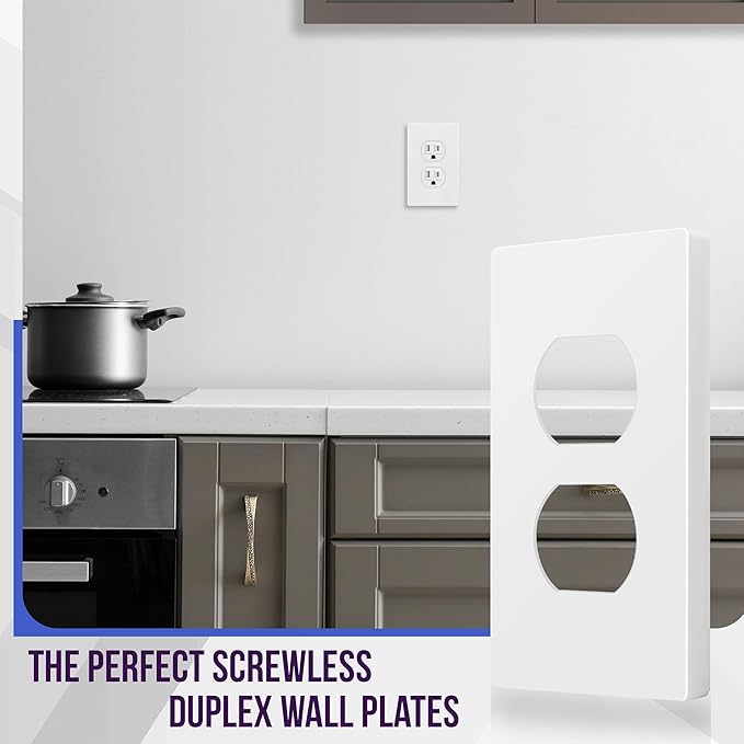 ENERLITES Screwless Duplex Wall Plates, Child Safe Receptacle Outlet Covers, Size 1-Gang 4.68"x 2.93", Unbreakable Polycarbonate Thermoplastic, UL Listed, SI8821-W-40PCS, Glossy, White, 40 Pack