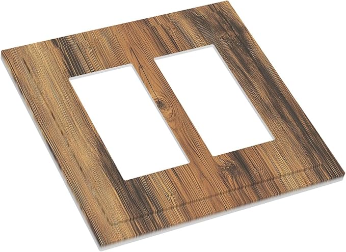 Decorative Outlet Covers Vintage Rustic Country Brown Wood 2 Gang Double Gfci Rocker Electrical Wall Panels Light Switch Cover Plate For Farmhouse Cabin Decor
