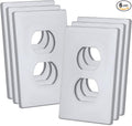 Bates- Screwless Duplex Wall Plate, Standard Size, 4.68" x 2.9", 6 Pack, Silver, 1-Gang Child Safe Receptacle Outlet Cover, Unbreakable Polycarbonate Thermoplastic