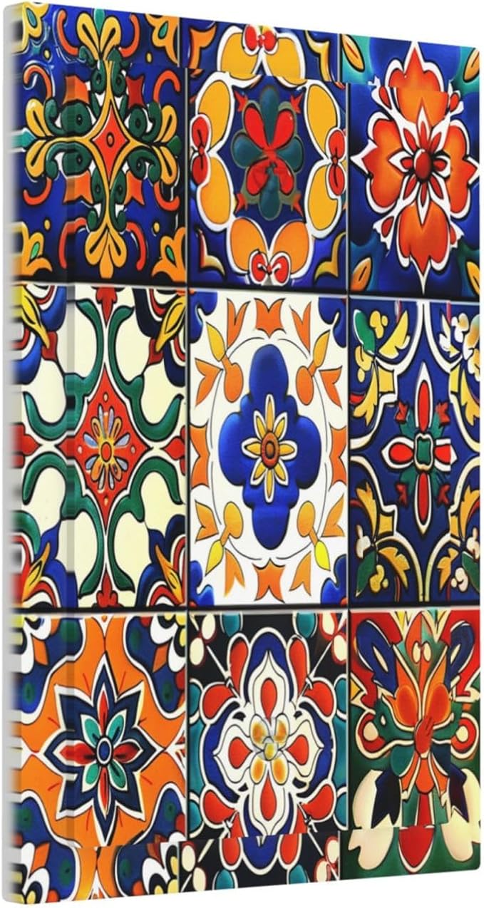 Light Switch Cover Plate Colorful Mexican Talavera Vintage Boho Floral 1 Gang No Device Blank Electrical Wall Plates Faceplate Decorative Switch Plate For Farmhouse Cabin Decor