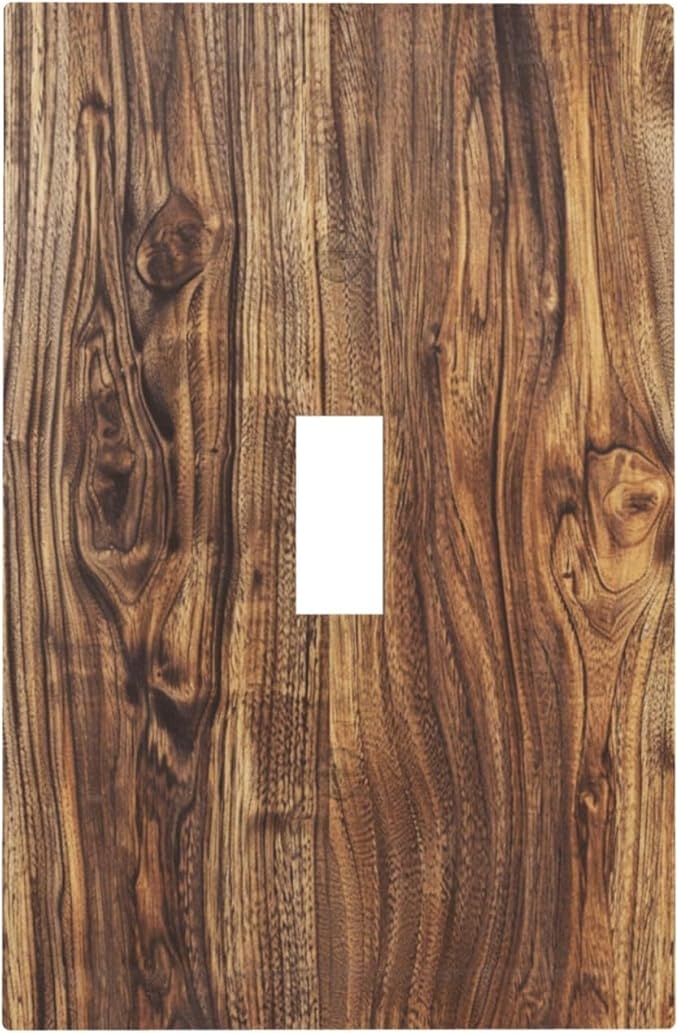 Distressed Wood Brown Wood Texture Decorative Light Switch Cover 1 Gang Single Toggle Device Electrical Faceplate Switchplates Decorator Outlet Wall Plate for Farmhouse Home Decor