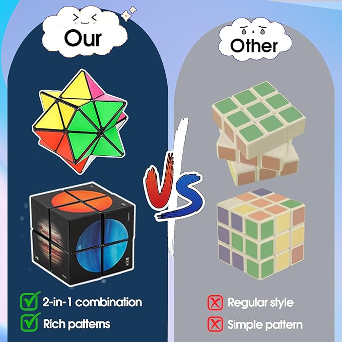 Luaxkpi Toys for 7 8 9 10 Year Old Boy Gifts Ideas, Educational Fidget Toys Magic Cube Autism Sensory Toy for Kids Age 8-12 Infinity Cubes Cool Birthday Gift for Teen Boys Girl Age 8-10 Years Old