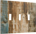 Brown Wood 3 Gang Triple Toggle Light Switch Wall Plate Cover Decorative Electrical Faceplate for Rustic Barn Door Home Living Room Decorate 6.7" x 4.8