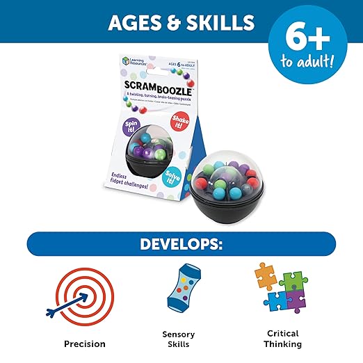 Learning Resources Scramboozle Puzzle Ball - 3D Brain Teasers for Kids and Adults, Puzzles for Teens, Boosts Critical Thinking and Problem Solving, Travel Games, Fidget Toys, Gifts for Boys and Girls