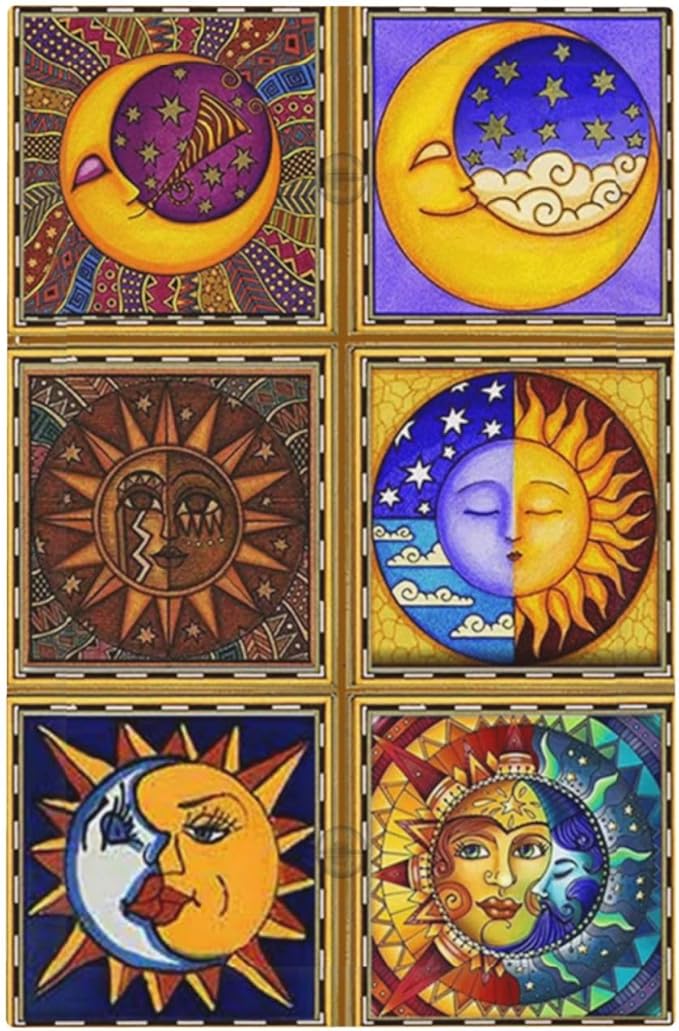 Mexican Talavera Tiles Star Pattern Celestials Theme Print Light Switch Cover Plate 1 Gang No Device Blank Electrical Wall Plates Faceplate Decorative Switch Plate for Kitchen Home Decor