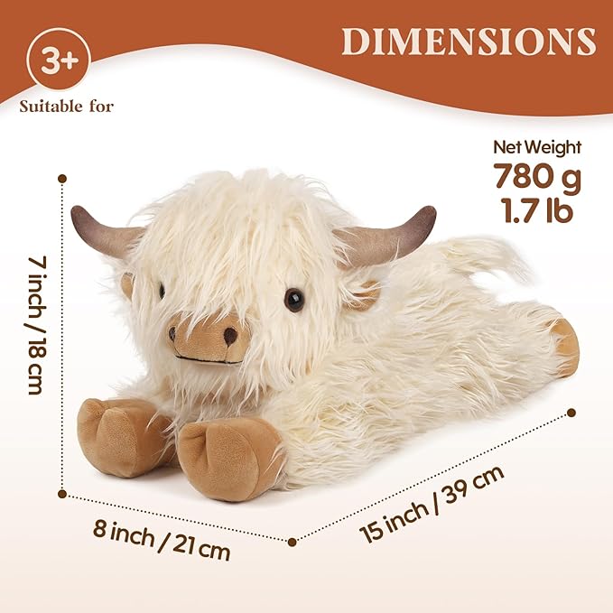 Highland Cow Stuffed Animals, Microwavable Stuffed Animal Adorable Fluffy Highland Cow Plush for Warmth Comfort, Heatable Coolable Lavender Scent Toy, Cute Soft Plushies Gift for Kid Boy Girl & Adult