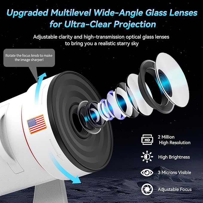 Galaxy Projector, HD Brighter Wider Projection Planetarium Star Projector with 7-Color Night Light Realistic Starry Sky Space Solar System Moon Nebula for Bedroom Ceiling Room Decor