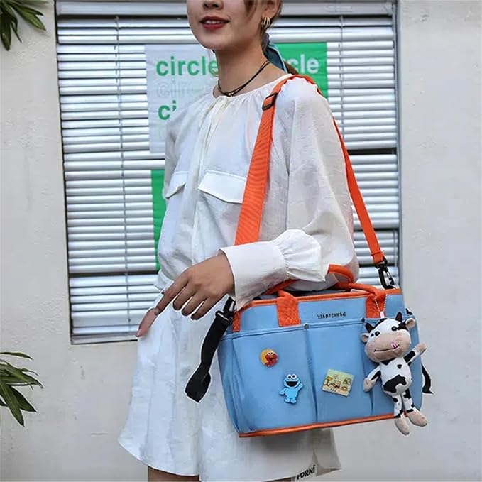 Universal Stroller Organizer with Double Bottle Holder, Fits For All Baby Strollers,6 Colors, Big Capacity (Pure Blue)