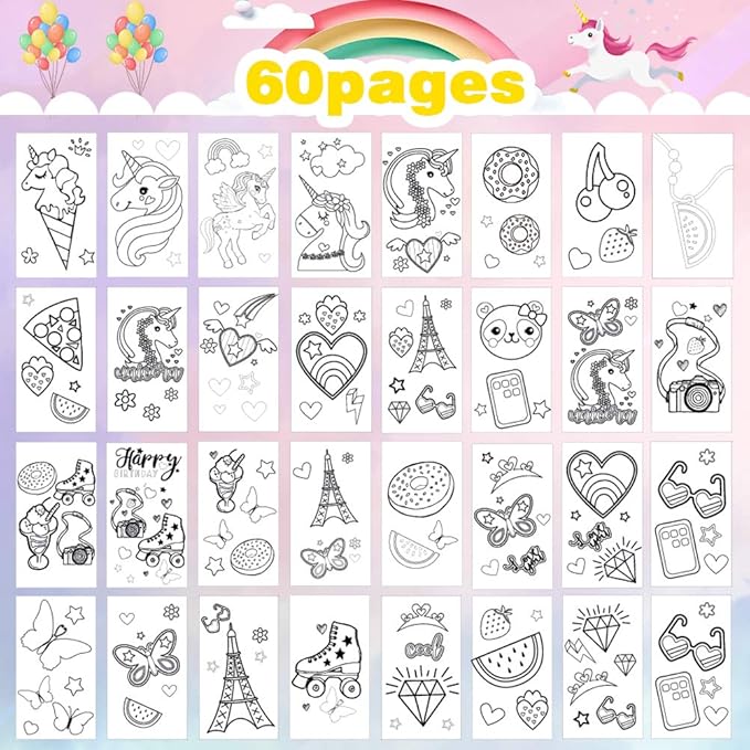 Unicorn Coloring Book Set with Coloring Pages & Colored Pencils, Art Supplies for Kids Ages 4-6-8, Arts Crafts Travel Coloring Kit for Girls 4 5 6 7 8 Year Old Birthday Gifts