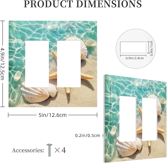 Decorative Outlet Covers Sea Shells And Star Fish In Ocean Beach 2 Gang Double Gfci Rocker Electrical Wall Panels Light Switch Cover Plate For Bathroom Home Decor