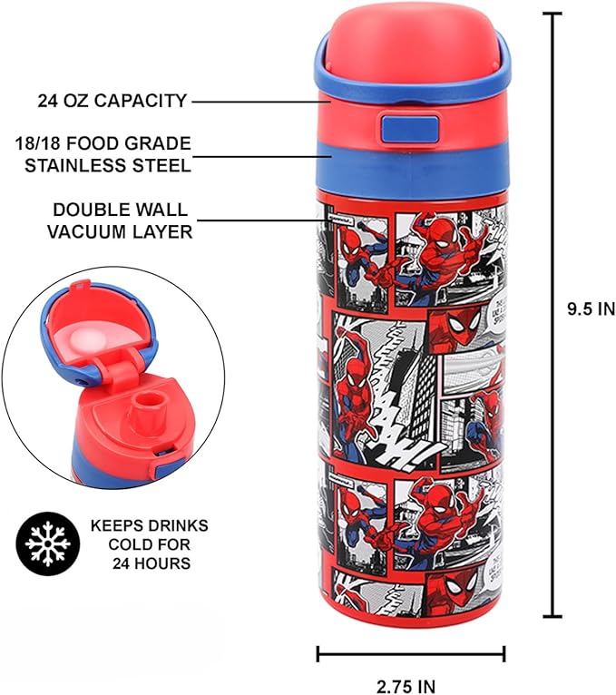 Spider-Man Comic Panels 24 Oz Stainless Steel Water Bottle
