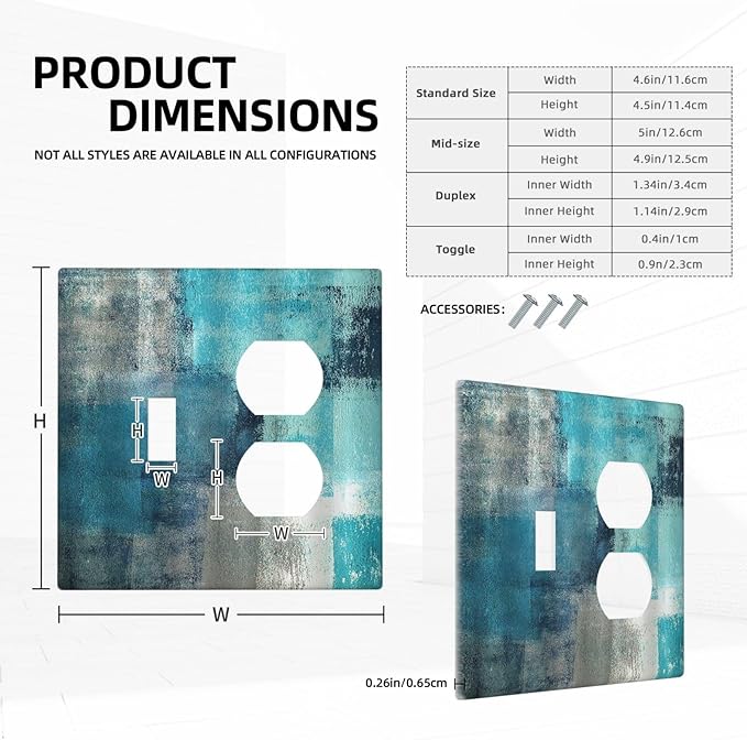 Wallplates Teal Blue Modern Geometric Abstract Turquoise Green 1 Toggle 1 Duplex Switch Plate Electrical GFCI Faceplate Decorative Light Switch Covers for living Room Bedroom Decor